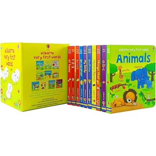 10Pcs/set English Books Usborne Very First Words Hardcover Board Book Childrens Enlightenment Educational Picture Textbook