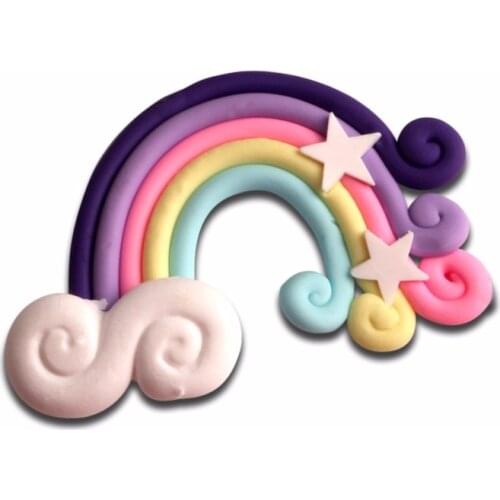 12Pcs Purple Rainbow Bridge Clay Decoration Crafts Kawaii Cute Flatback Cabochon Embellishments For Scrapbooking DIY Accessories