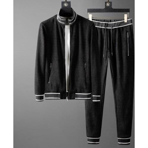 21C Mens Sets (jacket+pants) Luxury Chenille Corduroy Casual Men Coats Fashion Elastic Waist Men Set With Pants Plus Size 5xl