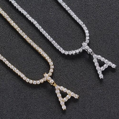 3mm CZ Tennis Chain Small Size Wholesale A-Z 26 Pendant with Necklace Bling Iced Out CN193