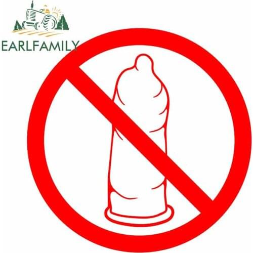 EARLFAMILY 13cm x 12.7cm for No Forbidden Shield Condom Car Stickers Windows Decal Cartoon Air Conditioner DIY Car Assessoires