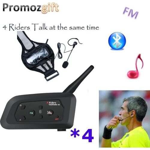 4 V4 Soccer Football Bike Bicycle Riding Referee Intercom Bluetooth Headset Walkie Talkie BT Interphone Intercomunicador