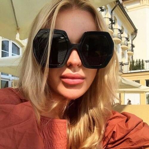 Big Acetate hexagon sunglasses women over size