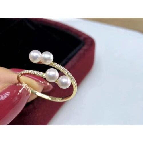FOUR PEARL 925 Sterling Silver Adjustable Ring Settings Findings Mountings Parts for Pearl Corals Jade Beads Stones Crystal