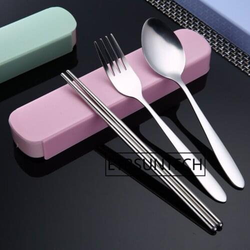 50Sets Stainless Steel Spoon Fork Chopstick Set Travel Cutlery Camping Tableware Portable Dinnerware Set With Box