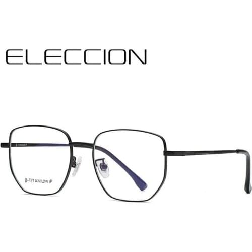 ELECCION Titanium Rim Polygon Full Frame Women Glasses Prescription Eyeglasses Frames Small Face Men Myopia Optical Eyewear