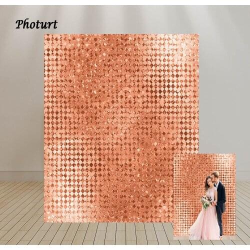 PHOTURT Rose Golden Photography Backdrop Wedding Birthday Party Background Glitter Vinyl Polyester Photo Studios Decorate Props