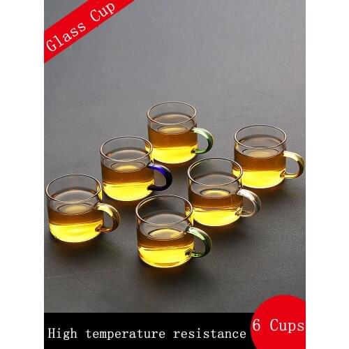 Good transparent borosilicate glass heat-resistant teapot tea small cup with handle black tea green tea set household kettle set