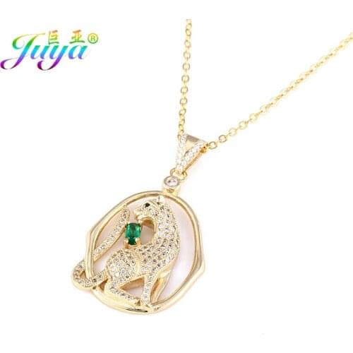 Juya Dropship Suppliers Micro Pave Zircon Leopard Necklace Handmade Animal Pendant Necklace For Women Men Christmas Gift