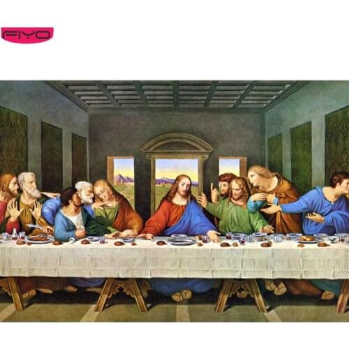 FIYO 5D DIY Diamond Painting Last Supper Full Round Square Diamond Embroidery Diamond Mosaic Needlework Crafts Home Decoration