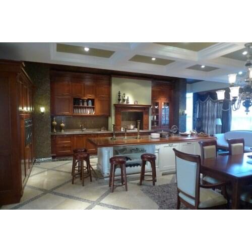 Classical all wood kitchen cabinets(LH-SW069)