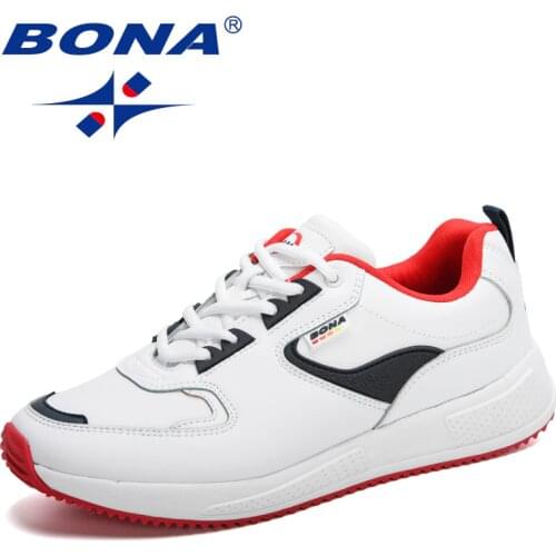 BONA 2021 Action Leather Casual Shoes Comfortable Men Outdoor Sneakers Man Leisure Flat Footwear Mansculino Soft Chaussure Homme