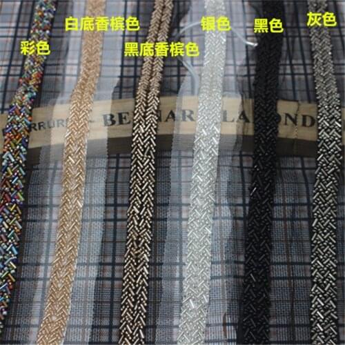 5Yards 1.5cm 7colors Vintage Net Beaded Flower Lace Trim Garment Accessory White Black Pearl Clothing Accessories Collar