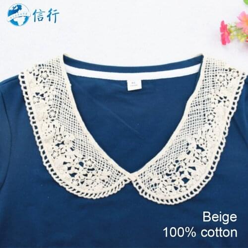 Lace false collar beige embroidered fake lace collar trim diy women applique sewing supplies african guipure lace collars #3649