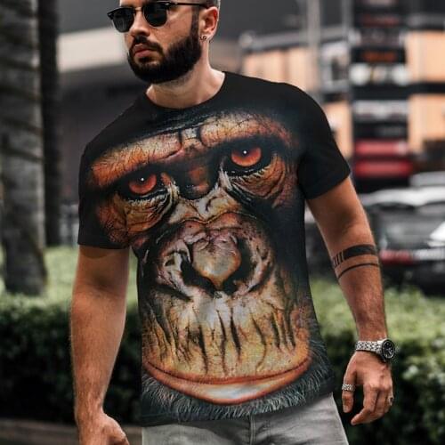 2021 Summer Fun Mens and Womens Short-sleeved Cool Chimpanzee 3d Printed T-shirt Boxing Gloves Cat Casual Childrens T-shirt