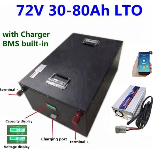 20000 cycles Lithium titanate 72V 30Ah 50Ah 60Ah 80Ah LTO battery with BMS for bike scooter Forklift motorcycle Tricycle+charger