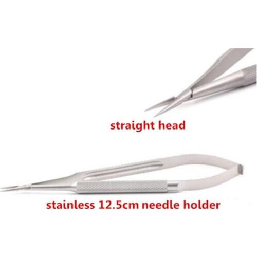 Stainless steel microsurgical instruments 12.5cm straight head surgical ophthalmic device lock needle holder