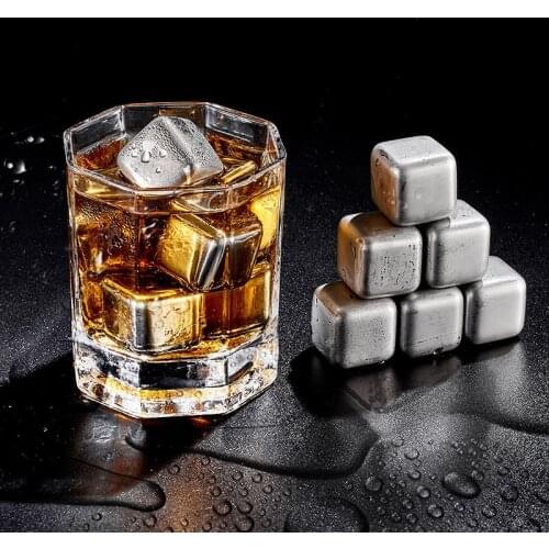 304 Stainless Steel Reusable Gold/Silver Whiskey Stones Metal Ice Cubes Chilling Rocks Creative Champagne Beer Cooler Bar Tools