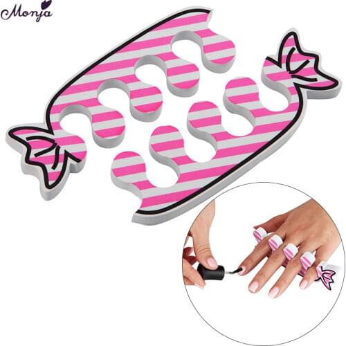 Monja 2 Pcs Random Color Candy Soft Nail Art Finger Separators Sponge Detachable UV Gel Polish Coating Assist DIY Manicure Tool