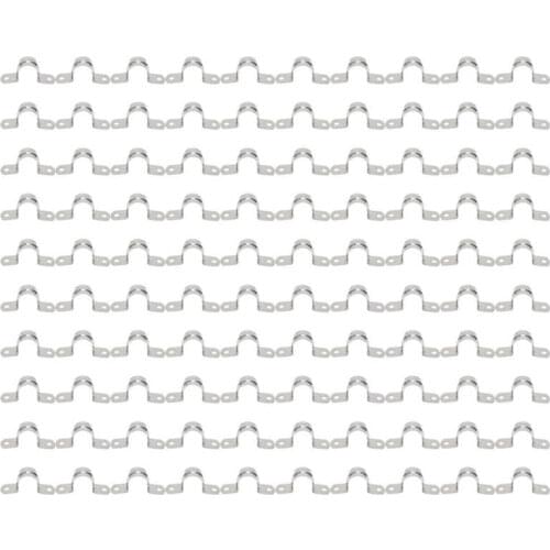 New 100pcs 25mm U Shaped Saddle Clamp Air Tube Conduit Clips Detachable 304 Stainless Steel
