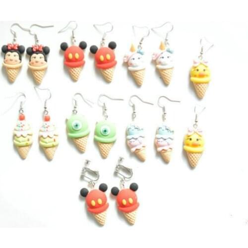 2020 New Cartoon Unicorn Mickey Minnie Ice Cream Pendant Earring Cute Sweet Interesting Food Earrings for Women Jewelry Gift