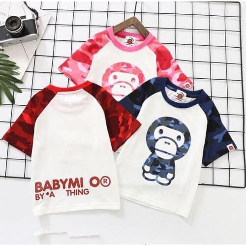 New Kids Boy Girls Cartoon Camo Animal Printed Shirt Summer Short Shirts Tops Causal Hip Hop Style Clothes