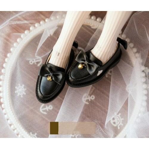 BJD Doll Shoes fit in 1/3 size stylish versatile lace bow bells heart shaped uniform shoes in black and pink and other colors
