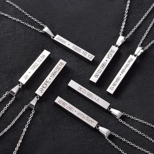 KPOP Necklace Bangtan Boys Jimin JIN J-Hope Suga Steel Pendant Chain Wings Accessories Jewelry 2019