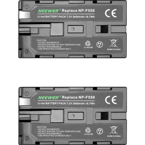 Neewer 2* Rechargeable 2600mAh Li-ion Battery Pack Replacement for Sony NP-F550/570/530