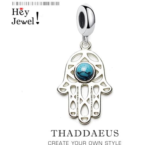 2019 New Vintage Brand Design Gold Luck Hamsa Hand Pendants Charm Luck Fatima Hand 925 Sterling Silver Jewelry For Women Man