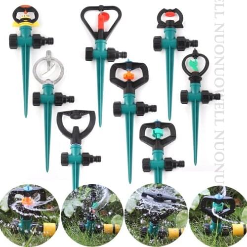 Garden Sprinkler Kits 1/2"&3/4" Male Thread Rotary Nozzle With Ground Rod Spike Water Sprinklers Irrigation Spray Greenhouse Kit