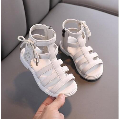 Girls Sandals Soft Bottom Little Princess Shoes Summer New Childrens High Roman Shoes Baby Princess Peep-toe Beach Shoes