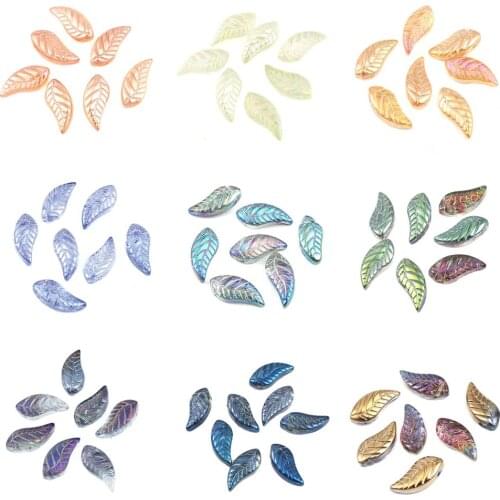 DoreenBeads Glass Beads Leaf AB Rainbow Color For Jewelry DIY Findings Necklace Earrings Accessories Components ,50 PCs