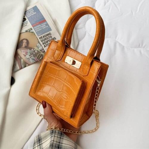 Chain Shoulder Bag For Women Design Handbag Stone Grain Leather Handle Tote Female Messenger Bag Classic Brand Hand Bags