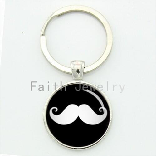 Unique interesting design Mustache key chain classic gentlemen beard pattern art keychain mens jewelry boyfriend gift KC461