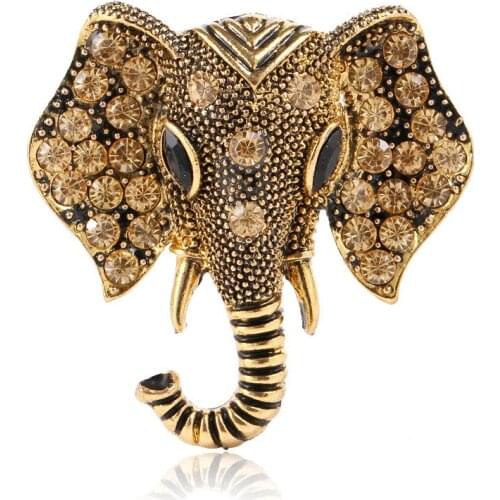 Vintage elephant brooch cute animal diamond elephant head brooch badge pin collar pin clothing accessories corsage jewelry
