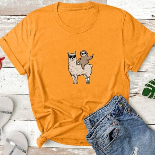 Goat Shirt Funny Tshirt Women T-shirts Summer Short Sleeve T Shirt Women Cotton Harajuku Camiseta Mujer Loose Tops Women 2020