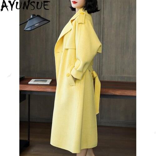 AYUNSUE 2020 Autumn Winter Jacket Women 100% Wool Coat Female Double Side Woolen Coats Korean Long Jackets Manteau Femme MY4215