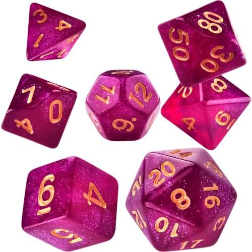 Star Shine Glitter Sparkles Polyhedral Dice Set D4 D6 D8 D10 D% D12 D20 for TRPG DND Game
