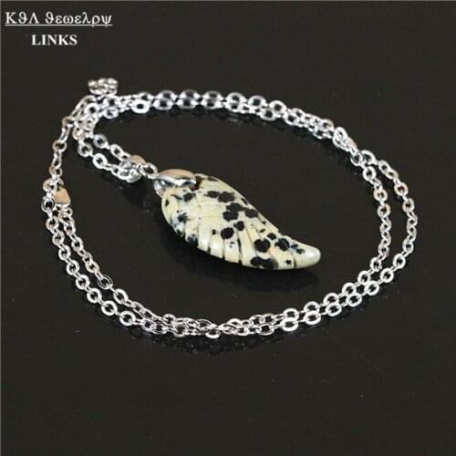 1PC Snowflake wing shape stone necklace druzy semi-precious stone women quartz stone pendant dangle necklace statement jewelry