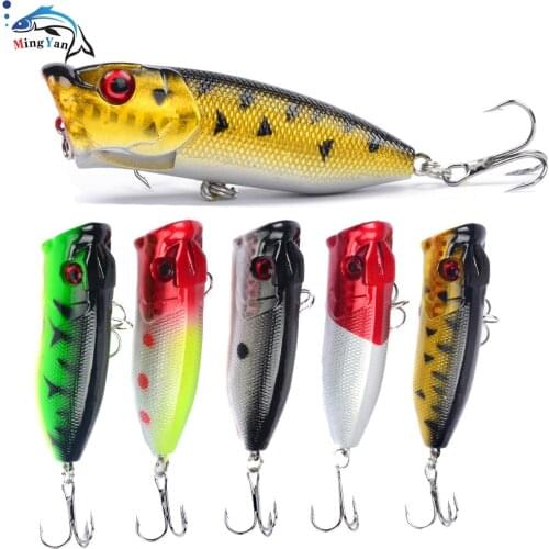 1pcs Fishing Lures Topwater Popper Bait 6.5cm 12g Hard Bait Artificial Wobblers Plastic Fishing Tackle with 6# Hooks