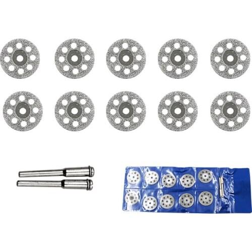 10Pcs Mini Saw 22mm Dremel Diamond Cutting Disc For Dremel Rotary Tools Accessories + 2 Mandrel