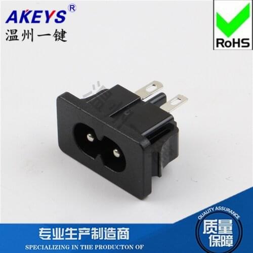 10pcs AC-027B Bazi power socket 8-shaped vertical socket Cassette pure copper 2P two core AC power Interface black and white