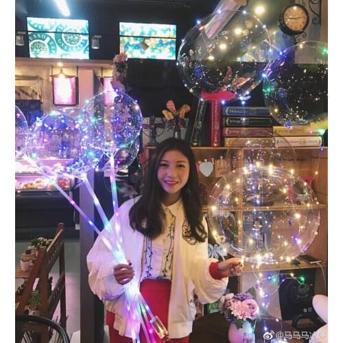 100set No Wrinkle Clear Bobo Balloon With 3M Led Strip Wire Luminous Led Balloons wedding Decoration birthday party Toy