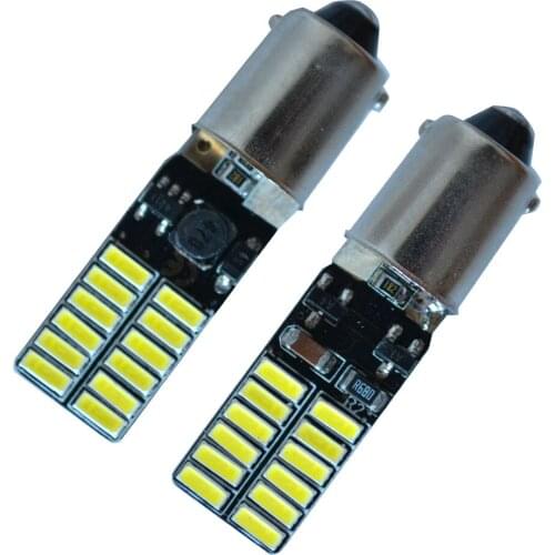 10X 3W T4W BA9S Canbus 220MA Non polar 24 SMD 4014 LED Error free 24SMD Bulb Reading Light Lamp Bulb styling lamp white 12V 18V