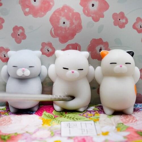 16PCS Cute Mochi Squishy Cat Squeeze Healing Fun Kids Kawaii Toy Stress Reliever Toys Gifts Funny Decompression Squeeze Toy
