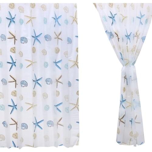 180x200cm Sea Star Bathroom Shower Curtain Waterproof PEVA Partition Curtain Bathtub Large Wide Bathing Cover With 12 Hooks