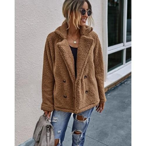 2021 Fashion Streewear Winter Camel Coat Women Elegant Warm Wool Coat Women Cashmere Cardigans Jackets Botton Solid Outerwear