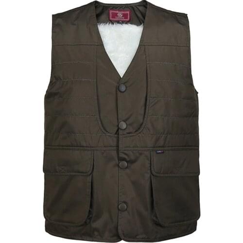 2021 Mens Fleece-Lined Thickened Multi-Pocket Vest Warm Sports Vest