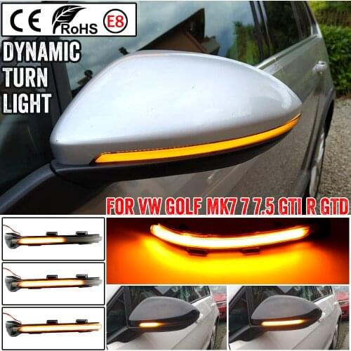 2X For VW Volkswagen Golf 7 Jetta MK7 VII MK7 Golf 7.5 GTI R Touran LED Dynamic Turn Signal Light Side Mirror Sequential Blinker